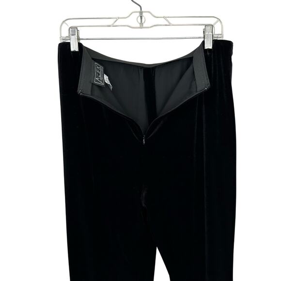 Alex Evenings Velvet Pants Black Straight Leg Zip Back Womens Size L Stretch - Picture 7 of 7